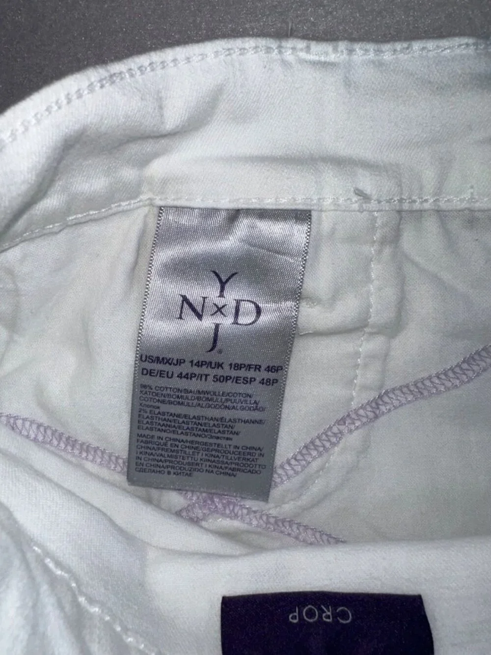 NYDJ Jeans Sz 14P Womens Lift Tuck Optic White Crop Ankle Stretch Denim